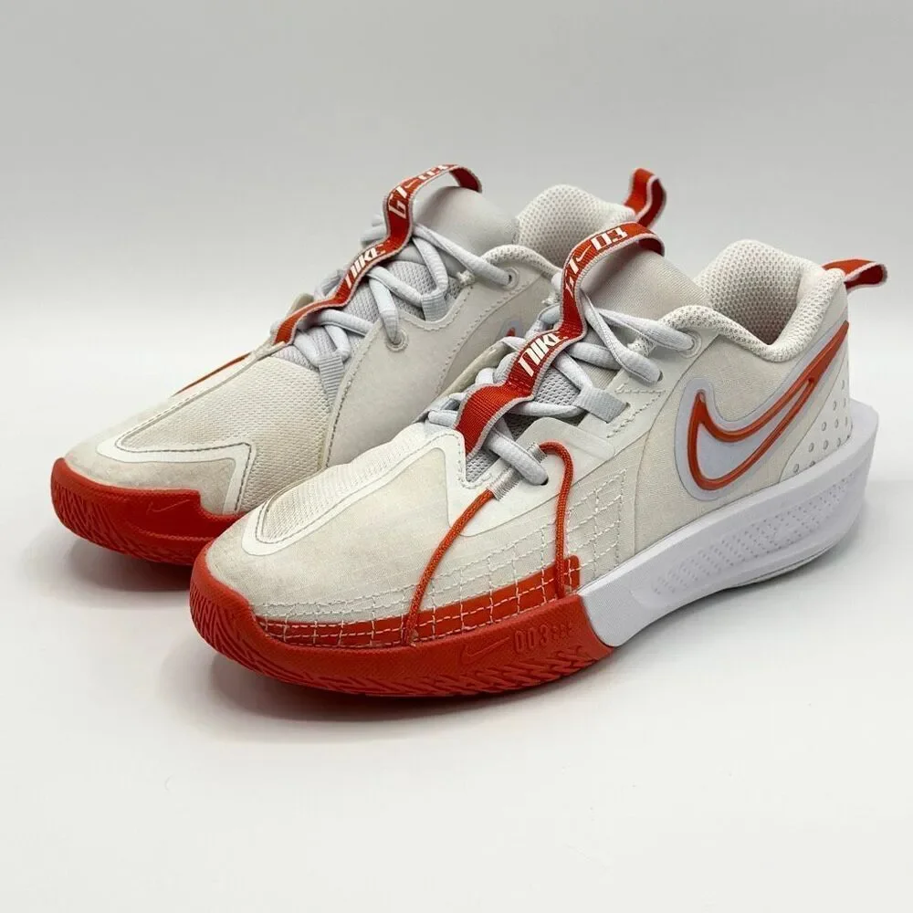 Nike Air Zoom GT Cut 3 in White Picante Red Lace Up Low Sneakers - Grade School